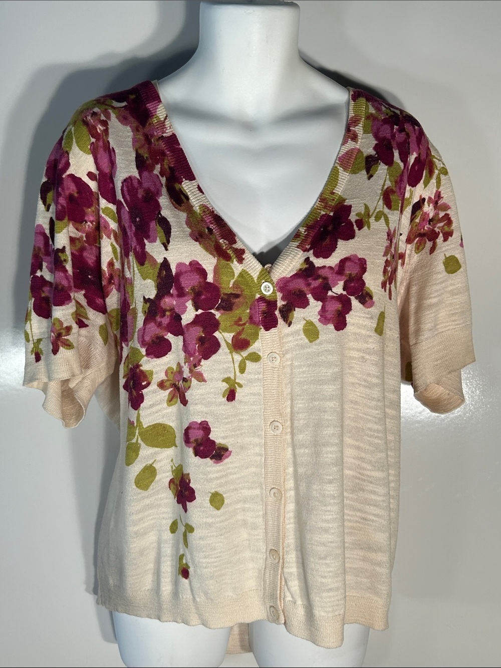 Croft & Barrow SZ 2X  Lightweight Floral Cardigan Top Cottage Comfy Artsy